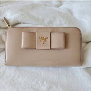 PRADA NUDE BOW ZIPPY Wallet cardholder